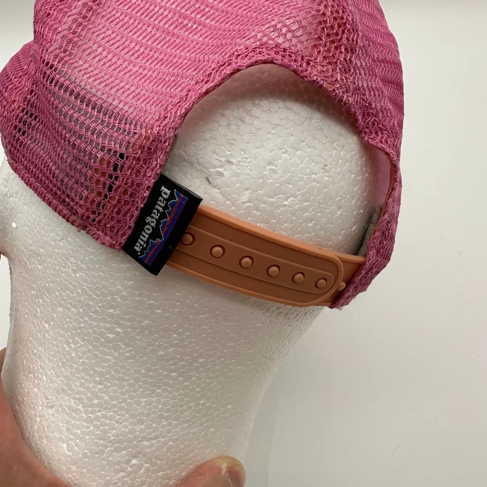 Patagonia Pink Fitz Roy Mountain & Sky Logo Trucker Mesh Hat Snapback youth